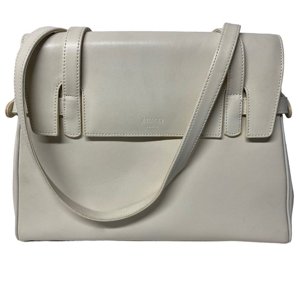 Abaco Paris Leather Handbag Cream Shoulder Bag